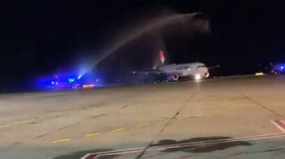 (VIDEO) Reprezentativci Srbije vodenim lukom dočekani u Beogradu